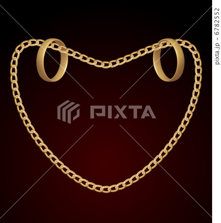 Jewelry two rings on golden chain of heart shape 6782552