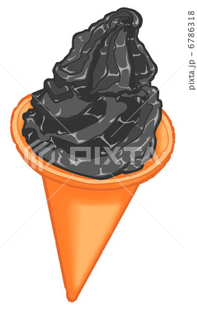 ソフトクリーム 炭味バージョン のイラスト素材