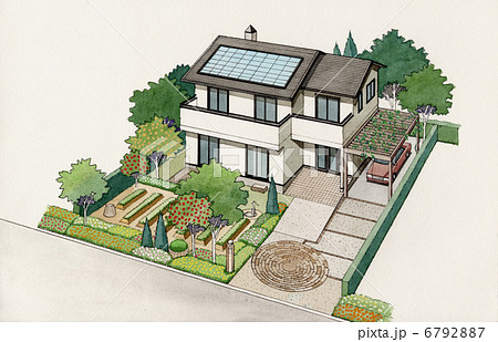 ソーラ発電を備えた生住宅のイラスト 6792887