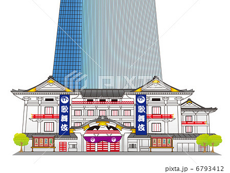 歌舞伎座ビルのイラスト素材