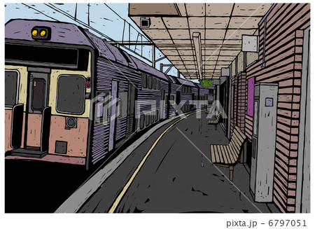 Train station platform and train 6797051