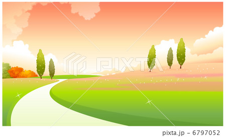 Curved path over green landscape 6797052