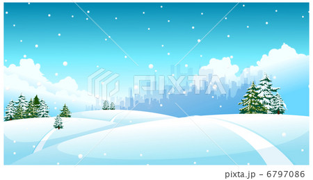 City skyline over snow landscape 6797086