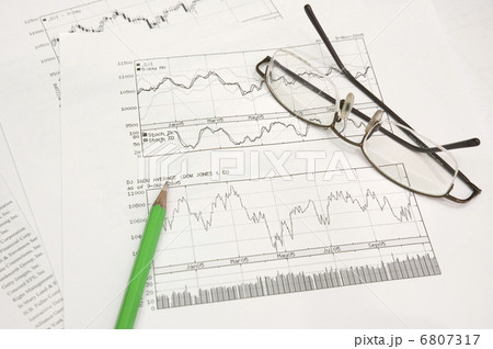 stock graphs, pencil and glasses stock graphs, pencil and glasses 6807317