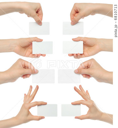 Hands hold business cards collage 6810713