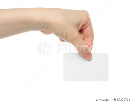Hand holds business card Hand holds business card 6810715