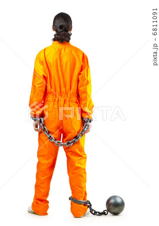 Convict with handcuffs on white Convict with handcuffs on white 6811091