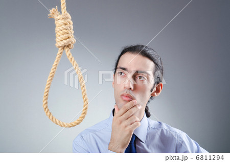 Businessman committing suicide through hanging 6811294