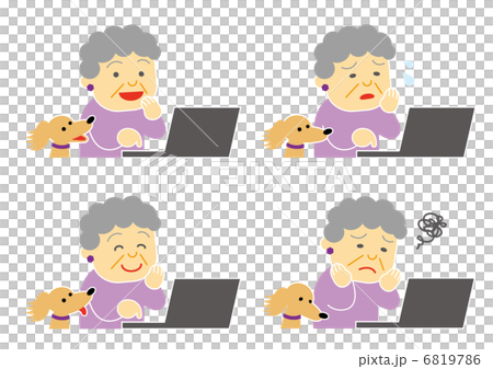 おばあちゃんとpc 6819786