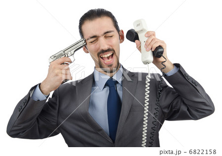 Angry businessman killing the phone Angry businessman killing the phone 6822158