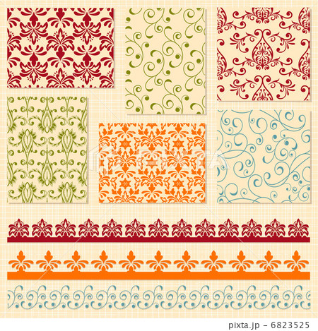 Vector Seamless Floral Patterns and Lacy Ribbons Vector Seamless Floral Patterns and Lacy Ribbons 6823525