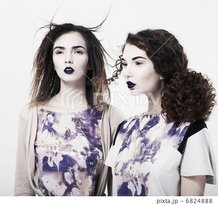 Individuality. Emo. Two Glamorous Modern Women. Trendy Brightly Makeup Individuality. Emo. Two Glamorous Modern Women. Trendy Brightly Makeup 6824888
