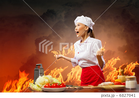 Asian female cook in anger 6827041