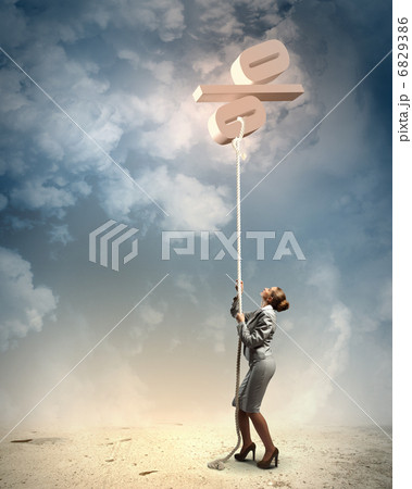 Image of businesswoman climbing the rope 6829386