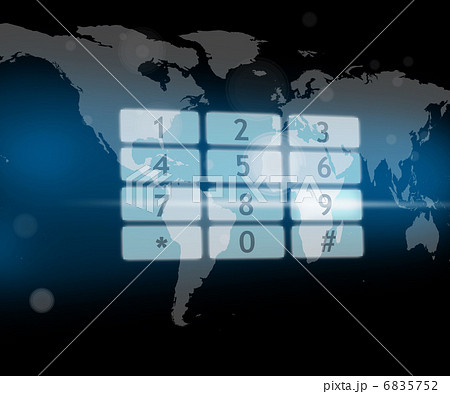 Number pad hologram on world map 6835752