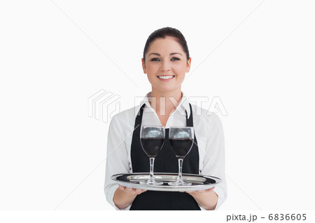 Waitress holding wine 6836605