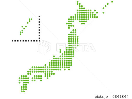 日本地図 白バック ドット のイラスト素材