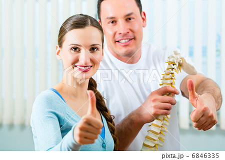 Patient at the physiotherapy doing physical therapy 6846335