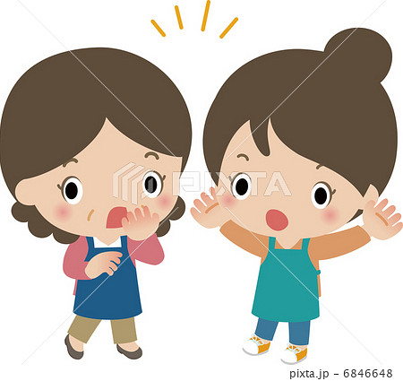 驚く中年の主婦と若い主婦 6846648