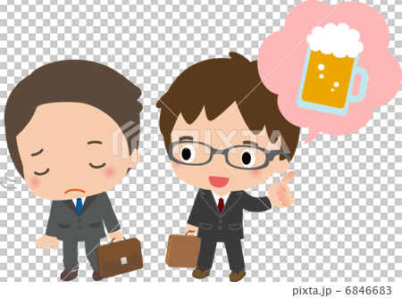 元気のないビジネスマンと居酒屋へ誘うビジネスマン 6846683