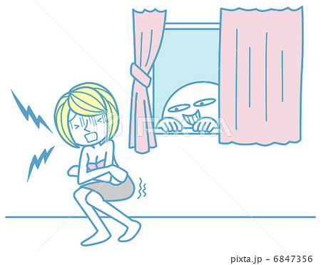 覗く変質者に驚く女性 6847356