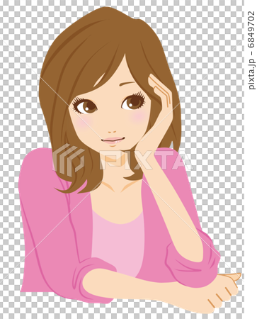 頬杖をつく女性　考える 6849702