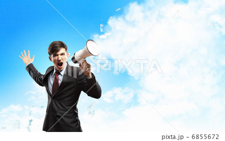 businessman with megaphone businessman with megaphone 6855672