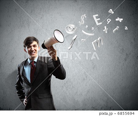 businessman with megaphone businessman with megaphone 6855694