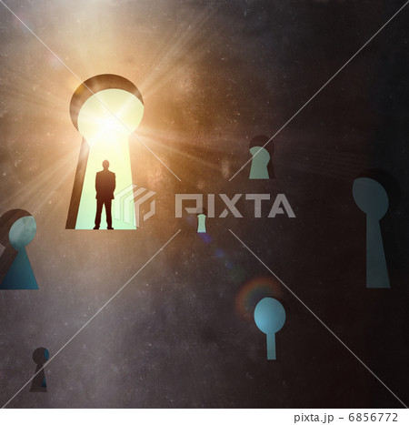 Silhouette of businessman in keyhole Silhouette of businessman in keyhole 6856772