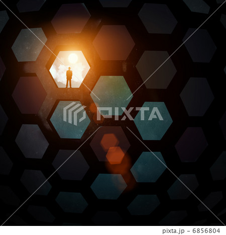 Silhouette of businessman in tunnel 6856804