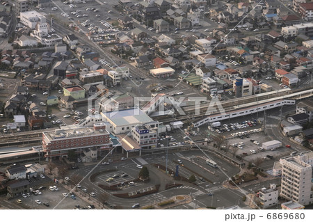 茨城県の常磐線佐貫駅東口を空撮 茨城県の常磐線佐貫駅東口を空撮 6869680