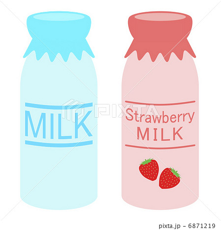 牛乳と苺ミルクのイラスト素材
