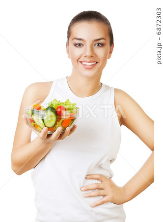 happy girl with salad happy girl with salad 6872303
