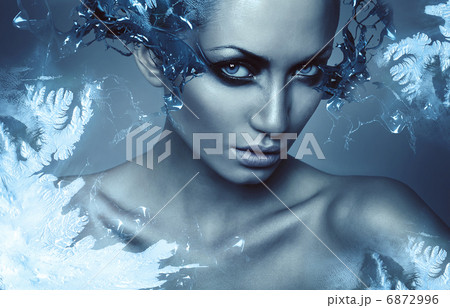 cold winter woman with splash on eyes 6872996