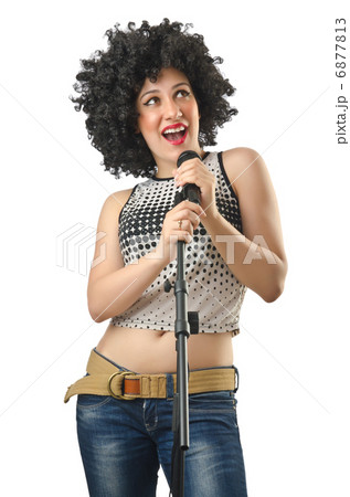 Woman with afro haircut on white Woman with afro haircut on white 6877813