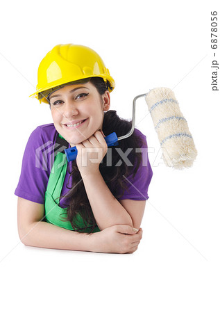 Woman painter isolated on the white Woman painter isolated on the white 6878056