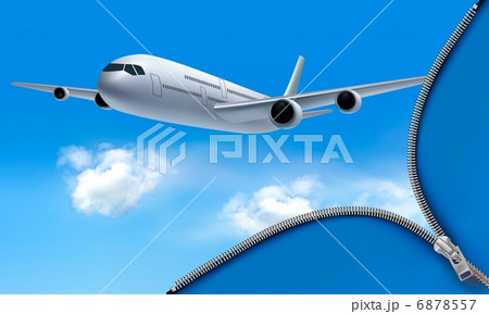 Travel background with airplane and white clouds 6878557
