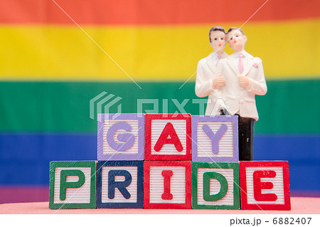 Blocks spelling gay pride with gay groom cake topper 6882407