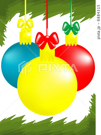 Vector illustration of three x-mas balls hanging with two twigs on the background Vector illustration of three x-mas balls hanging with two twigs on the background 6884315