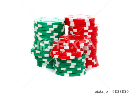 Poker chips stacked on a white background. Poker chips stacked on a white background. 6888850