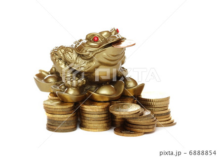 Feng Shui frog sitting on money. Feng Shui frog sitting on money. 6888854