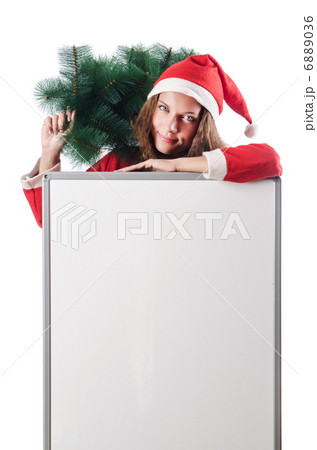 Woman santa claus on white 6889036