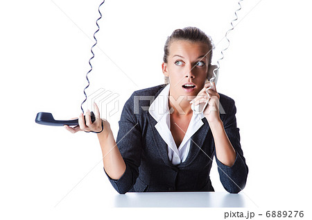 Female helpdesk operator on white Female helpdesk operator on white 6889276