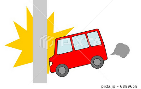 自動車事故 電柱のイラスト素材