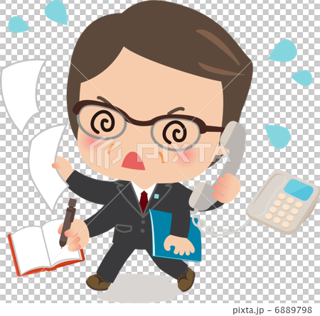 忙しくて目を回す中年ビジネスマン 6889798