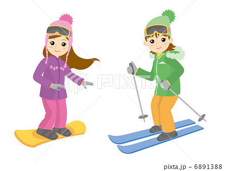 スキー スノーボード 女子のイラスト素材 6891388 Pixta