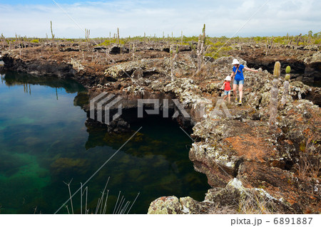 Mother and daughter walking at scenic terrain Mother and daughter walking at scenic terrain 6891887