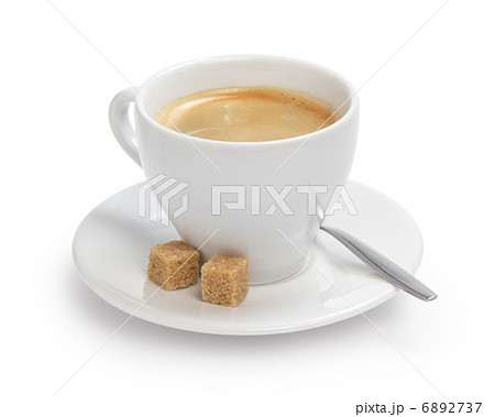 cup of espresso with cane sugar and spoon cup of espresso with cane sugar and spoon 6892737