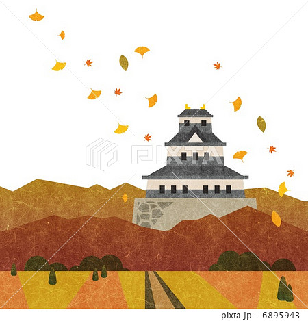 秋のお城のイラスト素材