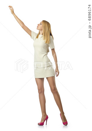 Pressing virtual button on white 6896174